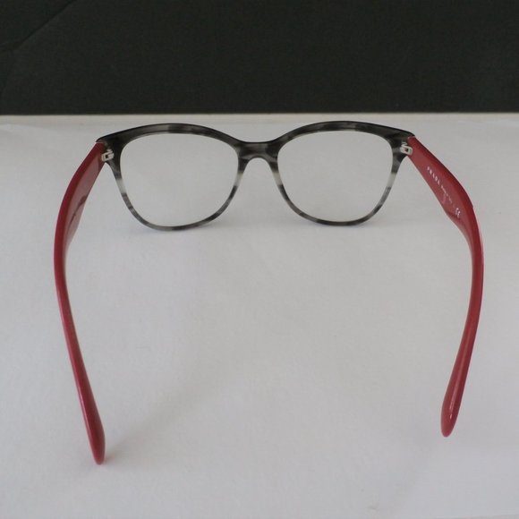 PRADA VPR 12T 257-1O1 Stripped Gray & Red Eyeglasses 140 with Case MADE IN ITALY - Picture 5 of 11